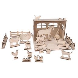 Kit Décor 3D Ferme en bois FSC 45 pièces