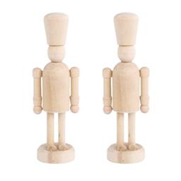 2 personnages casse-noisette en bois à peindre 13 cm