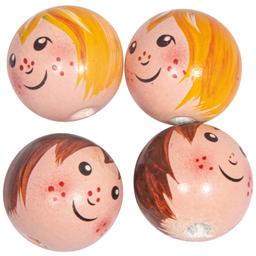 Boules en bois têtes de poupée - Enfants - 2,3 cm - 4 pcs