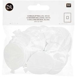 12 ballons en bois blanc grand 52 mm