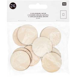 12 disques en bois naturel grand 38 mm