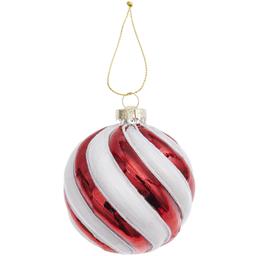 Boule de Noël en verre rouge et blanc Ø 8 cm