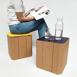 Tabouret modulable / eco-responsable  / coul. jaune