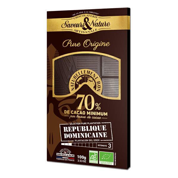 Tablette chocolat noir 70% origine République Dominicaine 100g