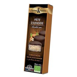 Pâte d'amande enrobée de chocolat noir - 3x15g