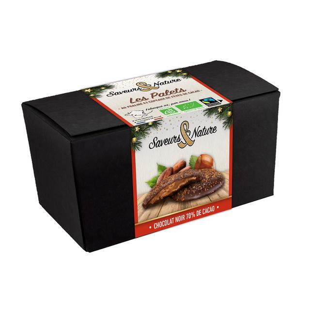 Ballotin palets de chocolat noir cœur praliné 125g