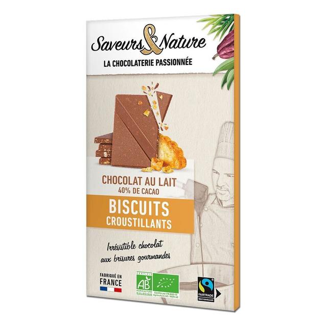 Tablette chocolat au lait 40% aux éclats de biscuits 80g