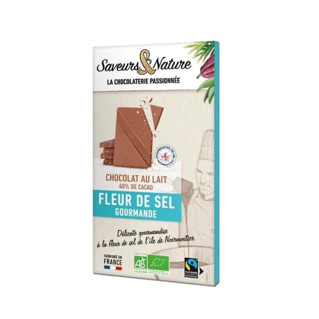 Tablette de chocolat au lait bio 40% à la fleur de sel