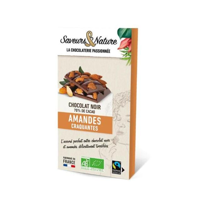 Tablette de chocolat noir bio 70% amandes