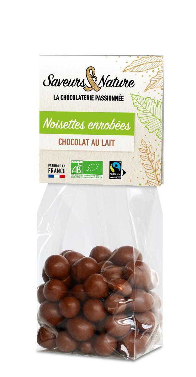 Noisettes entières enrobées de chocolat au lait 150g