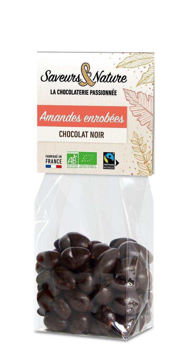 Amandes entières enrobées de chocolat noir 150g