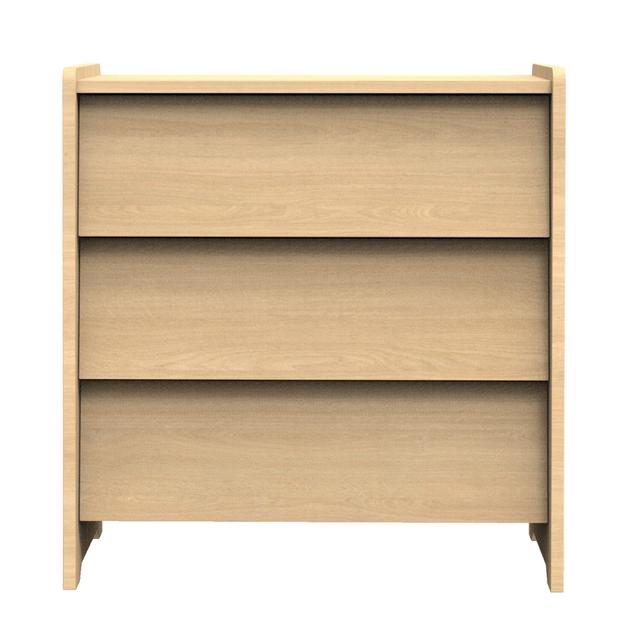 Commode 3 tiroirs façades inclinées en bois décor chêne