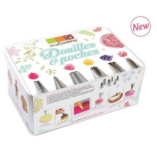 Coffret à pâtisserie - 6 douilles inox et poches jetables