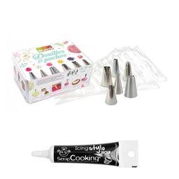 Coffret 6 douilles pâtissières inox & poches jetables + Stylo