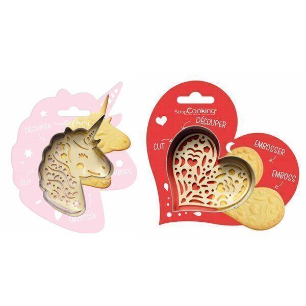 Kit pour biscuit en relief Licorne + Coeur