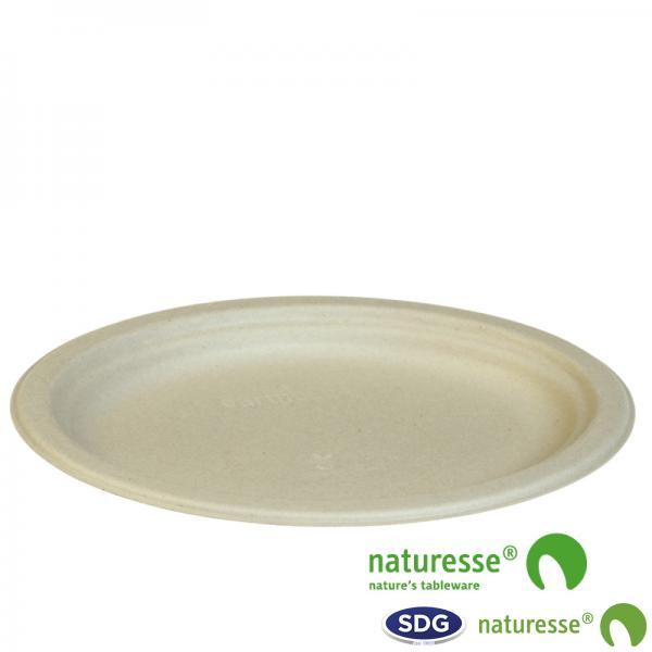 Assiette Jetable Pulpe de Cellulose Nature 26x19 cm - SDG - Lot