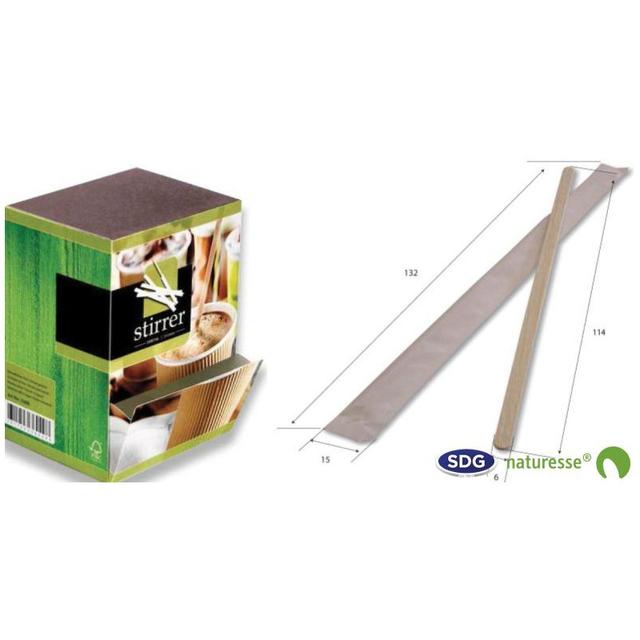 Agitateur Bois Naturel pour Café sous Sachet de 11,4 à 19 cm - S