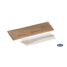 Set de Couvert Fourchette en Bois Naturel et Serviette - SDG - L