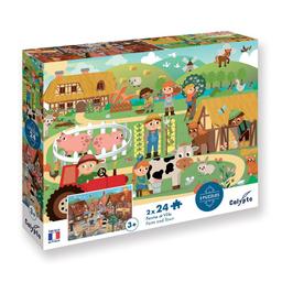 Puzzle 2 x 24p Ferme et Ville