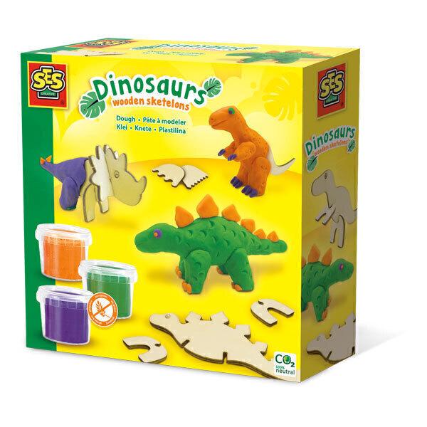 Pâte à modeler squelettes de dinosaures en bois - Dès 3 ans