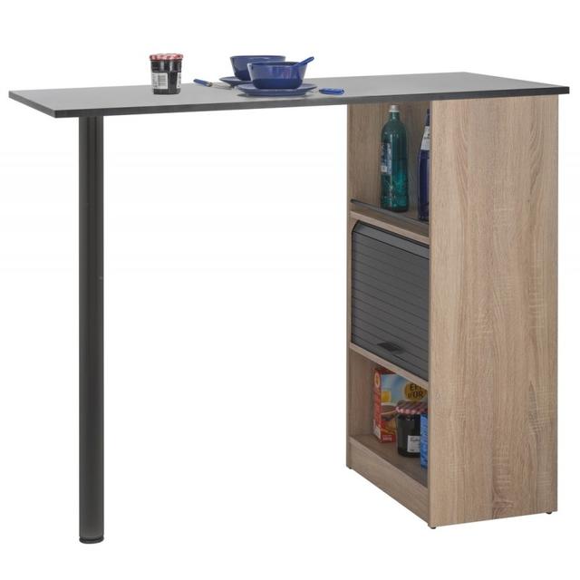 Meuble Rangement de Cuisine Chêne avec Table - Noir