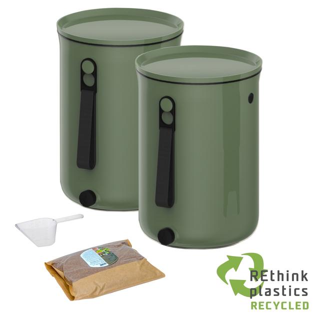 Lot de 2 composteurs Bokashi -1Kg Brain-Vert-2x9.6L