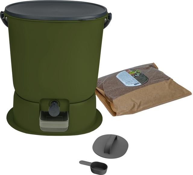 Composteur Bokashi Essential 15,3L +1Kg Activateur,Olive