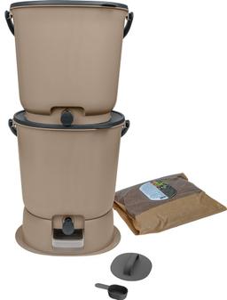 2 composteurs Bokashi Essential 15,3L+1kg Activateur,Marron