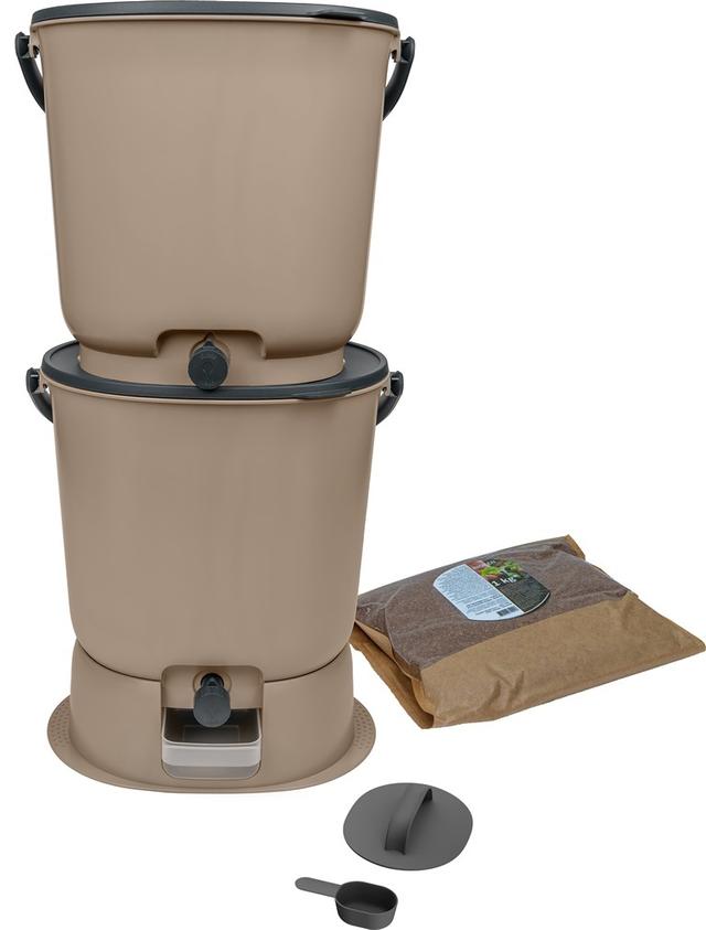 2 composteurs Bokashi Essential 15,3L+1kg Activateur,Marron