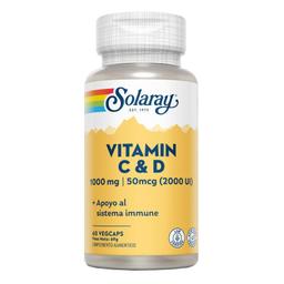 Vitamine C (1000mg) + D (2000UI) Solaray 60 Vegcaps