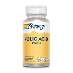 Acide folique 800 mcg Solaray, 100 capsules