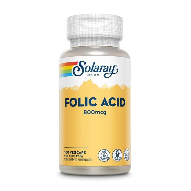 Acide folique 800 mcg Solaray, 100 capsules