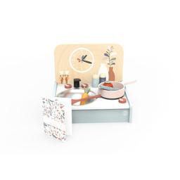 Mini-cuisine en bois avec 8 accessoires