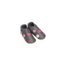 Chaussons en cuir Polka dot gris et rose 0-6 mois