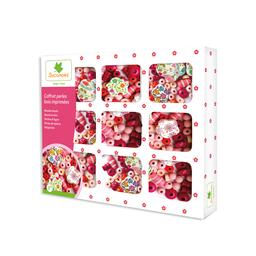 Coffret perles en bois motif fleurs