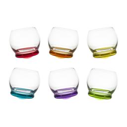 COFFRET DE 6 VERRES MINI CULBUTO 6 CL FOND COULEUR ASSORTIS