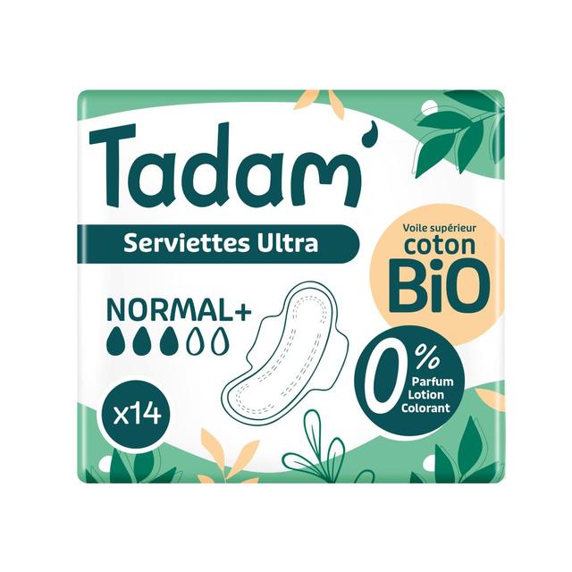 14 Serviettes Ultra Normal + avec Ailettes au Coton BIO