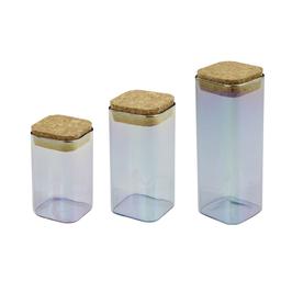 Set de 3 boîtes de conservation en verre avec couvercle 280 ml +