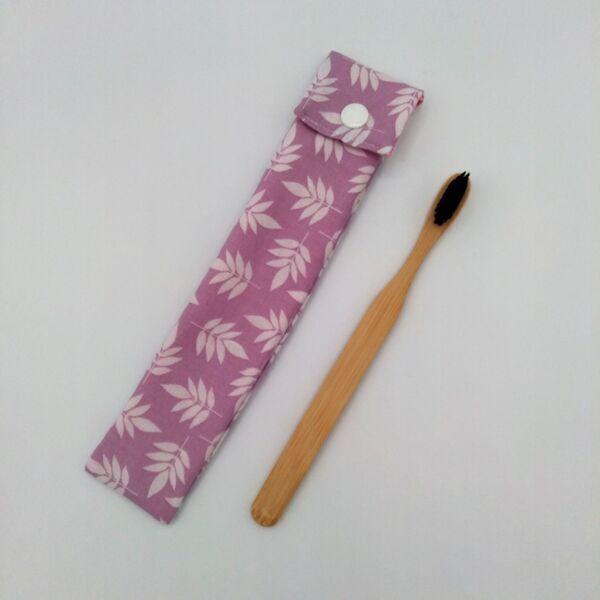 pochette brosse à dents coloris feuille rose