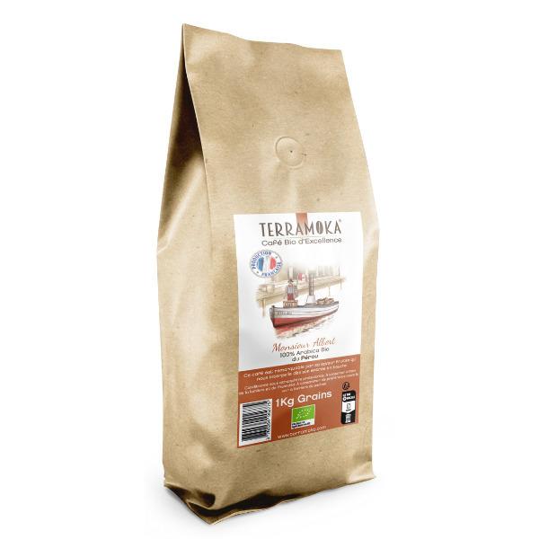 Café Bio en grains 1 KG Monsieur Albert - 100% Arabica du Pérou