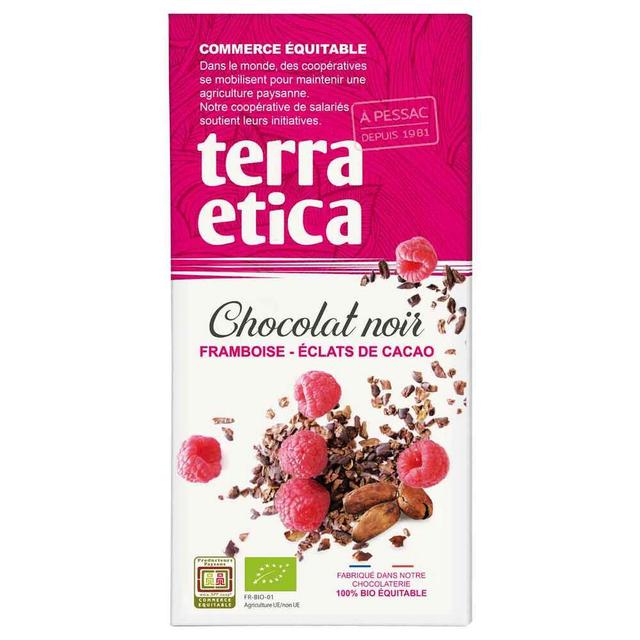 Tablette au chocolat noir framboise éclats de cacao 100g