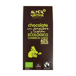 Chocolat 60% cacao au gingembre et citron bio 80 g