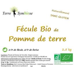 2,5 kg - Fécule de Pomme de Terre Biologique- Naturellement sans