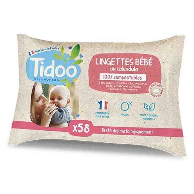 Lingettes bébé compostables au Calendula Bio x58