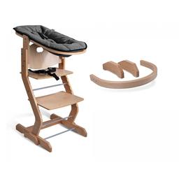 Chaise haute avec attache bébé et barreau de securité bois