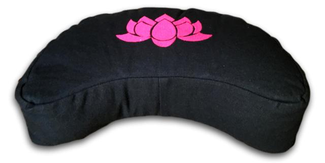 Zafu demie-lune noir lotus rose fushia 36x18x10cm