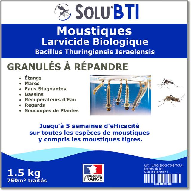 SOLU'BTI - Moustiques - 1,5 kg de Larvicide Biologique