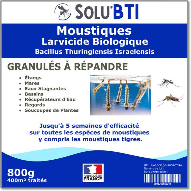 SOLU'BTI - Moustiques - 800 gr de Larvicide Biologique