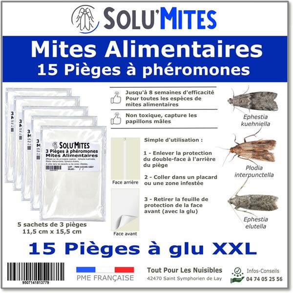 SOLUMITES-Lot de 15 Pièges à Phéromones pour Mites Alimentaires