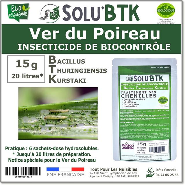 SoluBTK - Ver du Poireau 15gr Bacillus thuringiensis